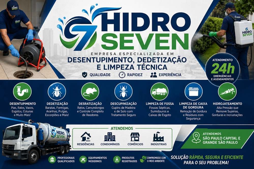 Início 3 Hidro Seven Empresa Especializada em Desentupimento